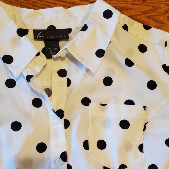Lane Bryant Polka Dot Shirt - Picture 2 of 3